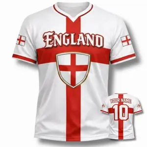 Personalized England 3D Football Shirt, St George Cross Soccer Jersey, Custom Name & Number T7W