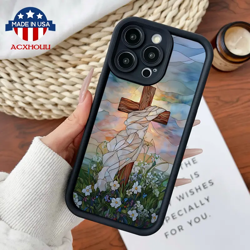 Compatible for iPhone11/12/13/14/15/16/promax/x/xs/xr/xsmax Case Stained Glass Serenity Soft TPU Shockproof Protective CASE, Cover, Accessories, Smartphone, Cellphone