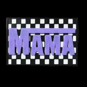 Purple Checkered Mama Velcro Patch 2x3 | Hook and Loop Bag Patch | Tote Patch | Compatible with YETI