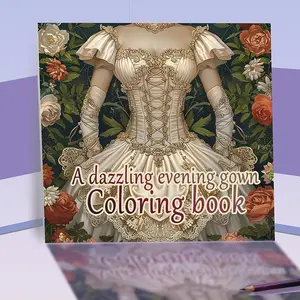 Adult Coloring Book with 20 Pages of Dazzling Evening Gown Designs, Creative Relaxation Art Notebook, Perfect for Friends Gatherings and Leisure Activities, Coloring Gift Book