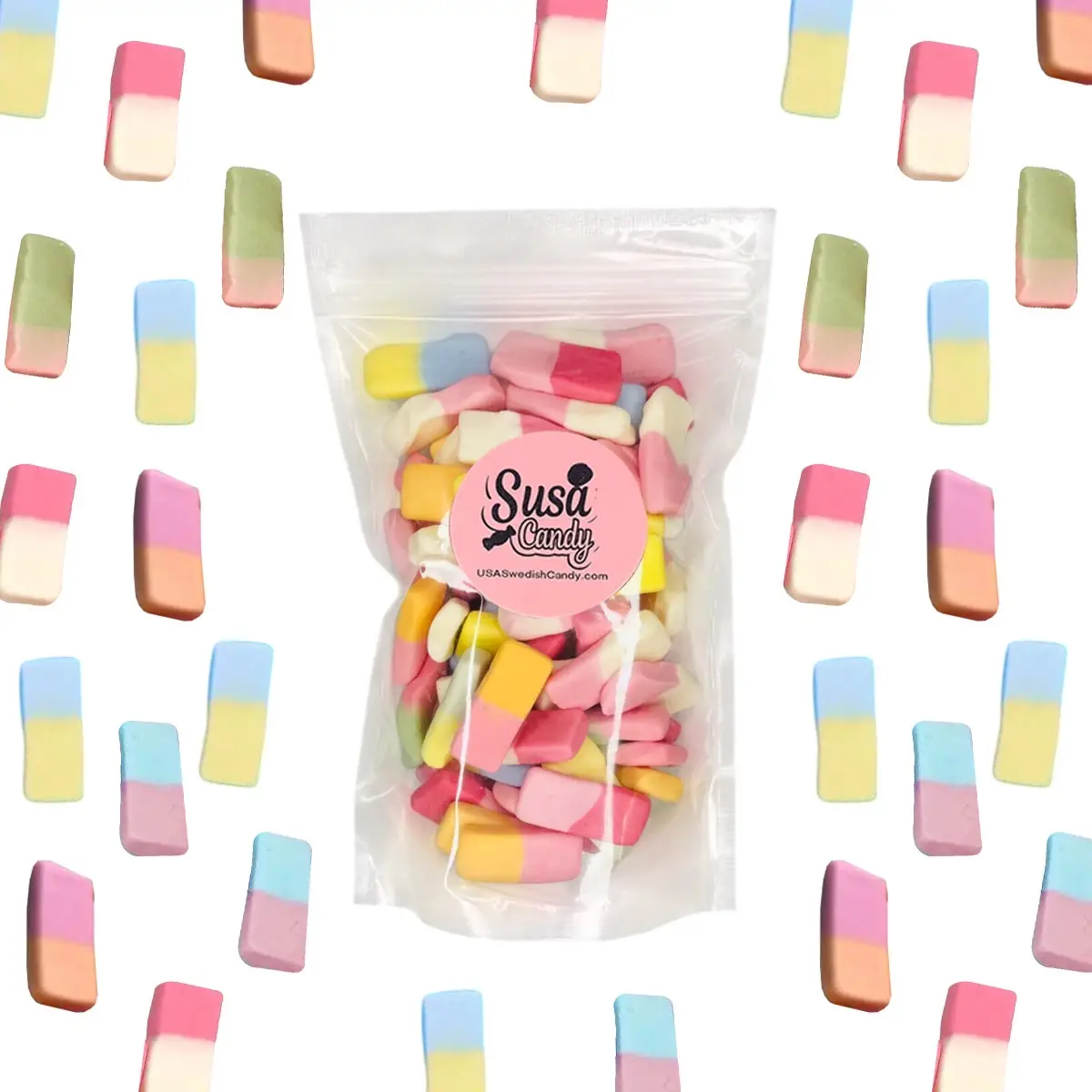 Susa Candy Smarties Squashes Drum Sticks Sweet Sour Mix 1/2 lb Snack Bonbon Strawberry Cherry Chewy Soft Bites Vegan Gluten Free