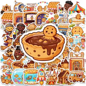 50pcs of Adorable Cartoon Gingerbread Man Stickers, Sticker Decals, Suitable for Scrapbooks, Journals, Laptops, Water Bottles, Cars, Car Decorations, and Other Faith-based Designs-gifts with Positive Messages.
