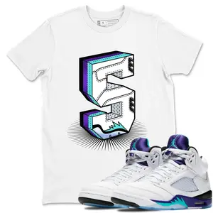 Unisex T-shirt to match Jordan 5 Grape - Number Statue. 100% Cotton for Casual Wear. Comfortable Summer Unisex T-Shirt to match Jordan Sneaker. Streetwear Style. urban outfitters