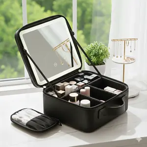 Portable 3 LED lights makeup bag waterproof bag customizable storage cosmetic perfect for travel makeup pouch for girls and women