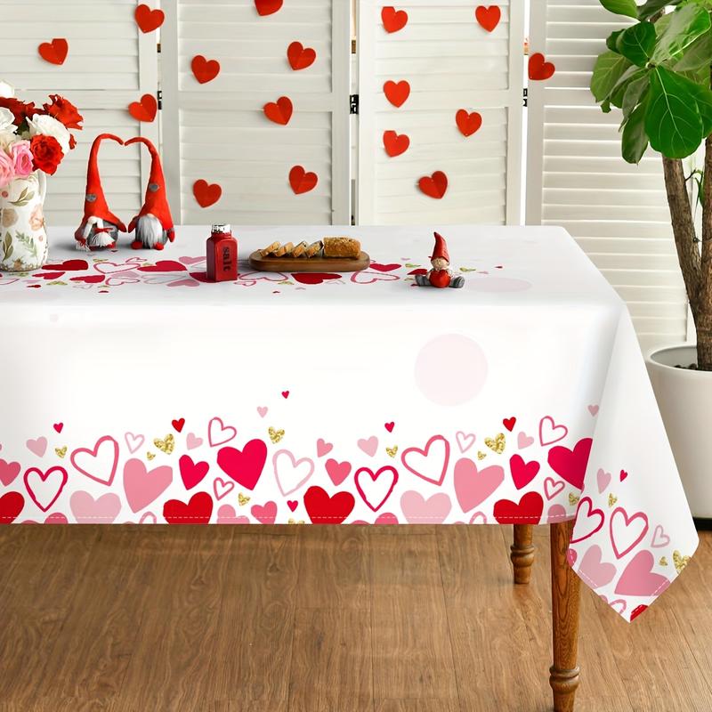 Charming Pink Love Heart Tablecloth for Valentine's Day - 60x84 Inches, Perfect for Parties, Picnics & Anniversaries