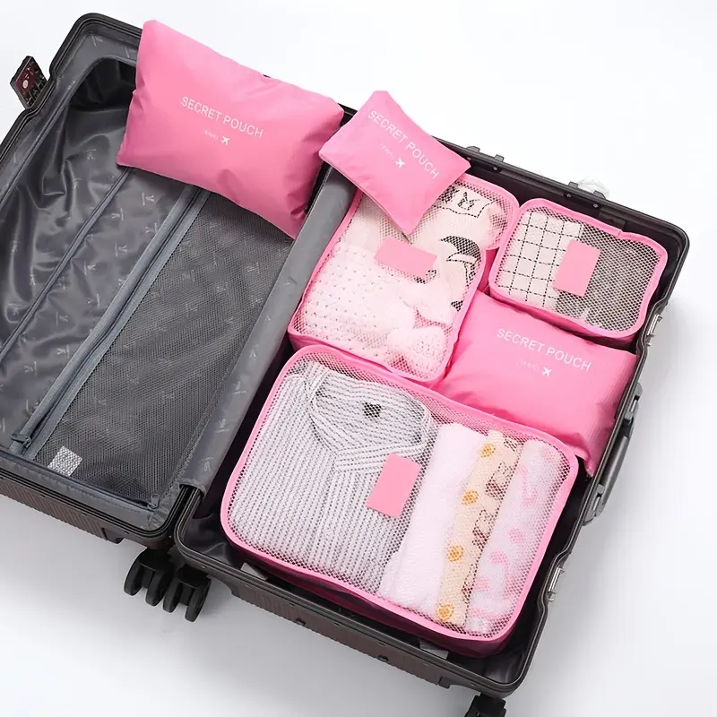 6-Piece Travel Organizer Set, Clothing Storage Bags, Travel Clothes Organizer, Travel Pouches, Travel Packing Cubes, Luggage Packing Essentials, Travel Essentials Kit, Ideal for Business Trips & Vacations, Compact Design