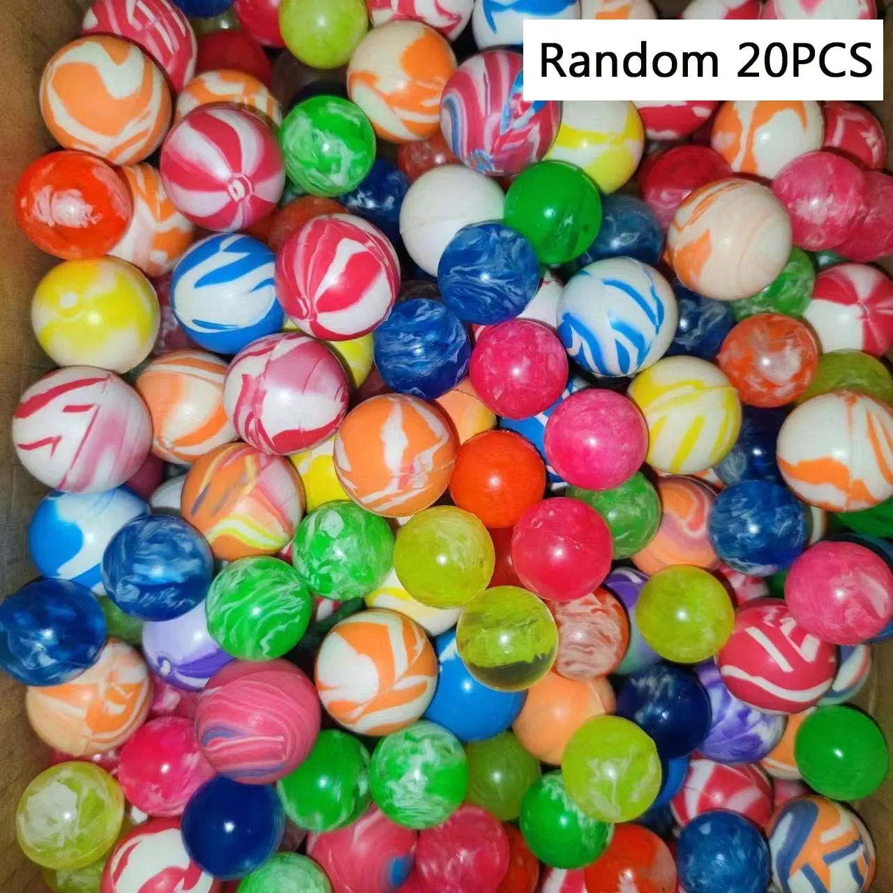 20pcs Random Color Rubber Bouncy Ball, Party Loot Bag Filler, Party Favors, Jet Ball For Kids Birthday Gift, Mini Squeeze Ball Fidget Ball, Rubber Stress Balls, Stress Relief Fidgeting, Stress Relieving Accessory