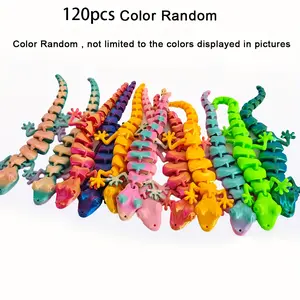 120 Pcs 3D-Printed Movable-Limbed Gecko Figurines, Realistic Lizard Dolls, Lifelike Home Decor Statues, Suitable for Room Arrangements and Collectible Gifts accessories chill