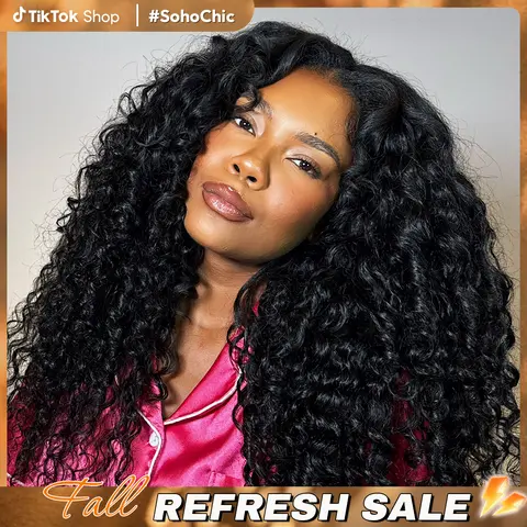 CurlyMe Natural Black 1/3/4Pcs Indian Curly & Burmese Curly Double Weft Virgin Human Hair Bundles Quick Weave For Beginners Soft And Healthy 100% Human Hair Extensions #SohoChic