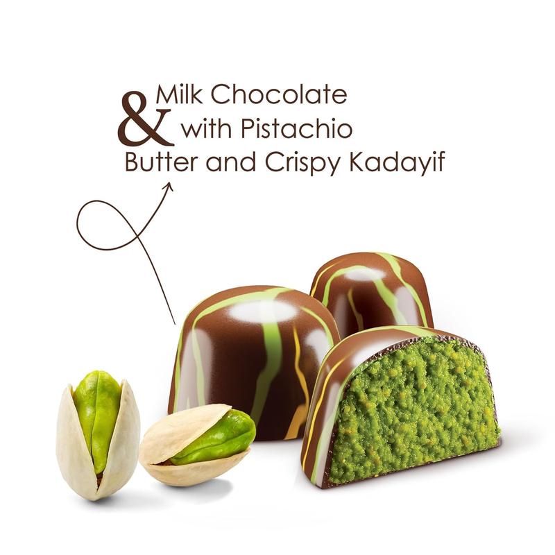 Fiorella Dubai Chocolate Truffles Gift Box, Milk Chocolate with Pistachio, Butter & Crispy Kataifi, 24-Piece Box, Christmas Chocolate Candy