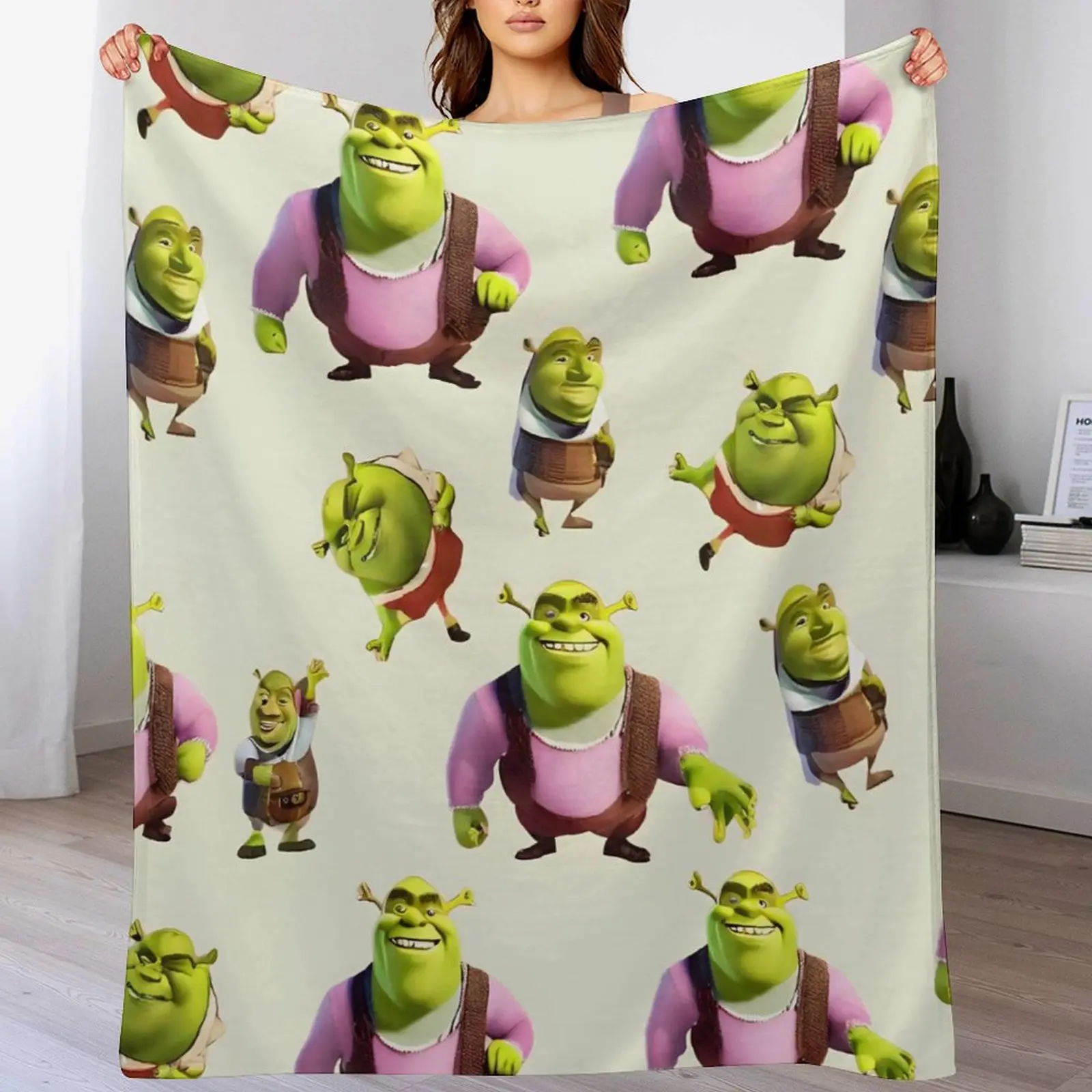 Anime Shrek Themed Weighted Fleece Blanket - Cozy Therapeutic Throw, Wrinkle Resistant, Anti-Shrink, Quick Dry, Machine Washable, All Seasons Use for Netflix Marathons
