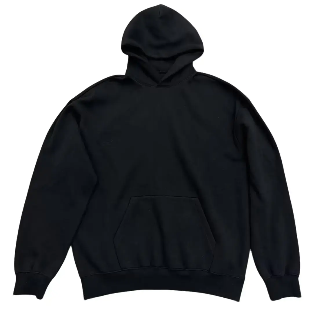 Oversized All Black Pullover Hoodie Soft Fleece Heavyweight Sweatshirt Unisex Casual Basic Hooded Top Long Sleeve Sweatshirt Casual Streetwear Basic Tops