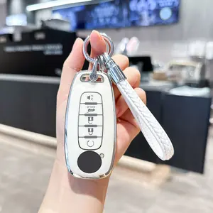 For Nissan Key Fob Cover with Keychain,  Soft TPU Key Case Shell Full Protection for 2023 2024 2025 Rogue Pathfinder and 2024 2025 Sentra Smart Remote Key