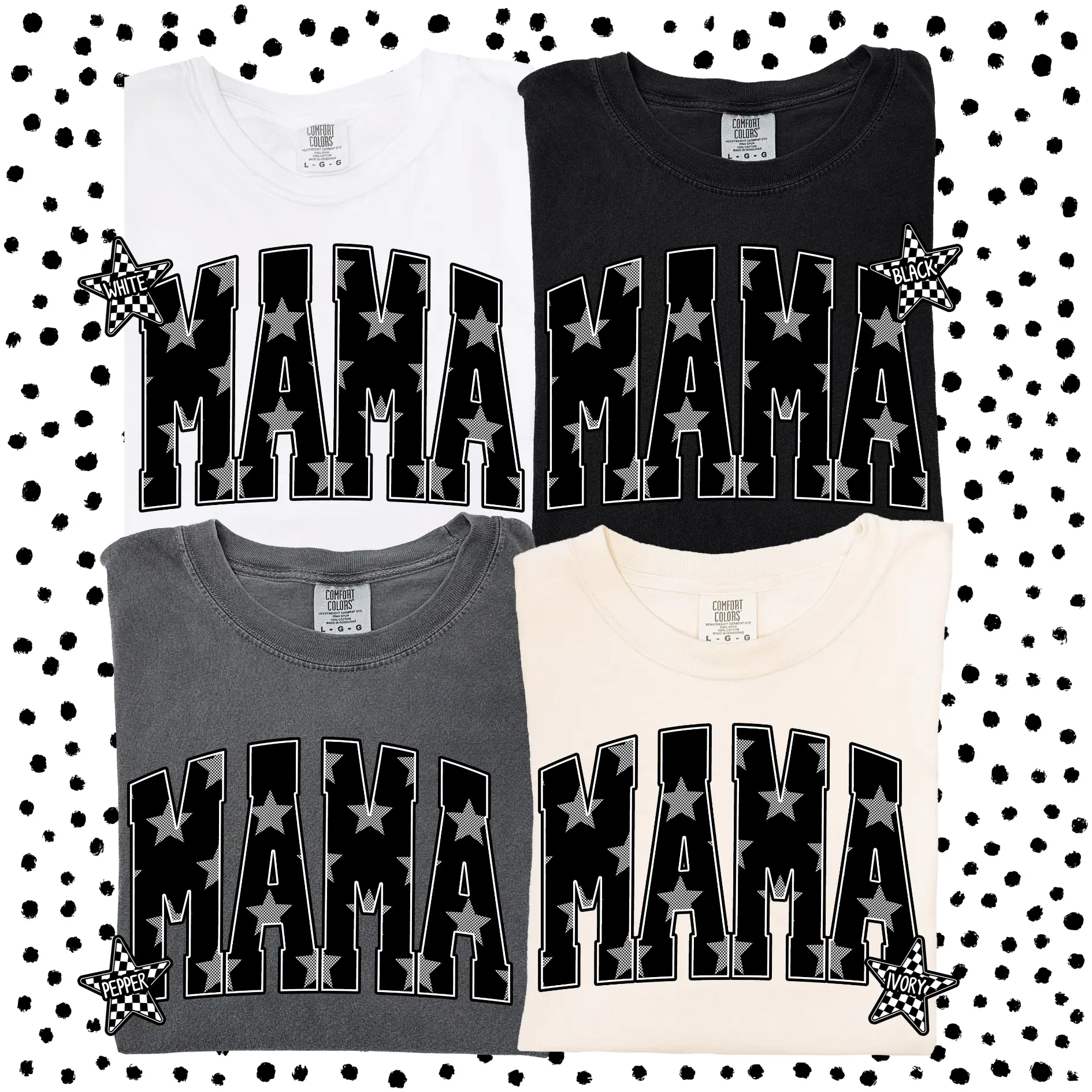 Mama checkered star comfort colors graphic tee Mama checkered star comfort colors graphic tee