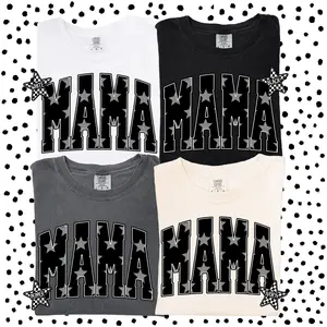 Mama checkered star comfort colors graphic tee