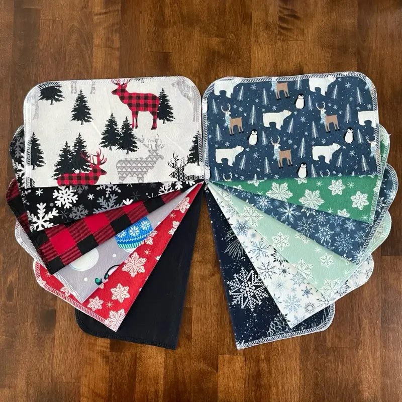 Winter 6 Pack - Eco-Friendly Kitchen Paper Towel Replacement - 100% Cotton Flannel, Reusable, 10x12 Size, Machine Washable, Durable Design - Wipes Cleaning Absorbent