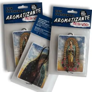 EPIK Fresheners 3 Pcs Virgin of Guadalupe Air Freshener Fresh Windy Scent with Double Image Aromatizer for Auto Blue Ocean Scent 10 cm High