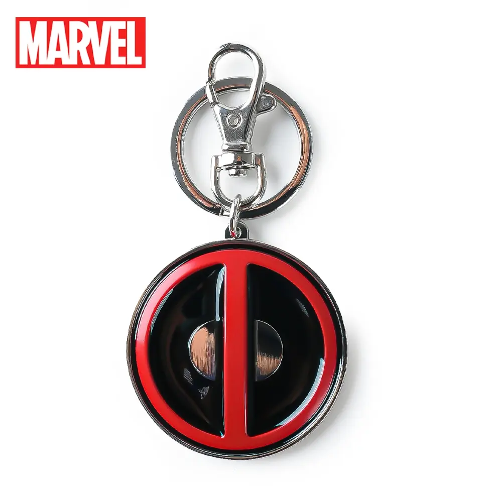 Marvel Deadpool Logo Pewter Key Ring, Officially Licensed Metal Keychain, Authentic Keychain, Novelty Miniature Creative Toy Gift for Birthdays & Parties