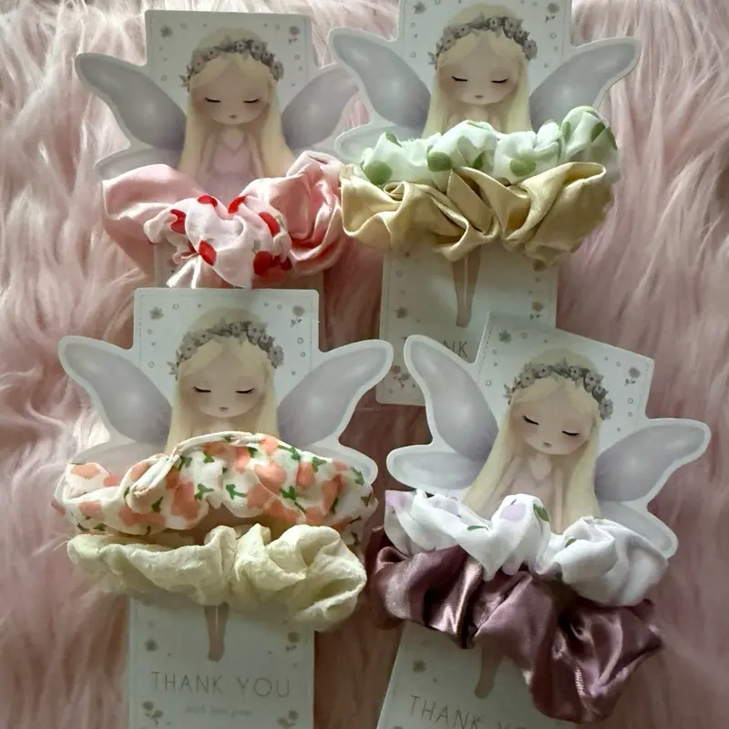 Hair Scrunchies Set, 2-Piece Synthetic Plain Basic Fabric Hair Accessories for Everyday Use