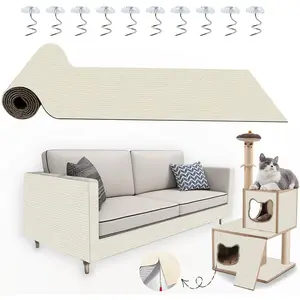 Scratch Furniture Protector, 78.7x15.8inch Adhesive  Scratch Pad Deterrent for Furniture, DIY Climbing  Scratcher Couch Protector from  Claws  for Indoor (White)