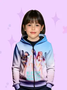 Girls' Lightweight Hooded Zipper Sweatshirt, Graphic Casual Hoodie, Casual Fitted Design, Fall & Winter Wear, Trendy Street Fashion Gift Idea