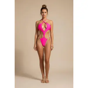 Sexy High‑Stretch Knit One‑Piece Swimsuit