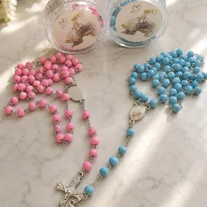12pcs Recuerdos Para Bautizo, wood rosaries