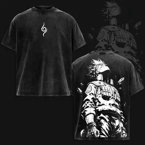 Kakashi Hatake - NRT  Vintage Washed Anime T-Shirt, Oversized Boxy Fit, Heavyweight Cotton Graphic Tee, Dark Anime Streetwear Daily Wear, Gift for Anime Fans