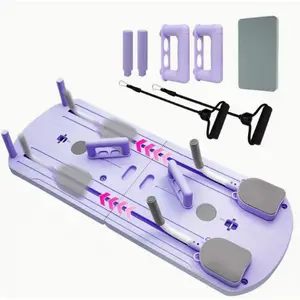 Pilates Board at home - 2026 Pilates Reformer Set,  Multi-Purpose Foldable Pilates Reformer Board for Home Pad (Pink)，pilates board workout，8 in 1 Pilates Sliding Board ，pilates at home workouts