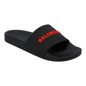 Pre-owned Balenciaga Men's Balenciaga Logo Band Rubber Slide Black by Rebag