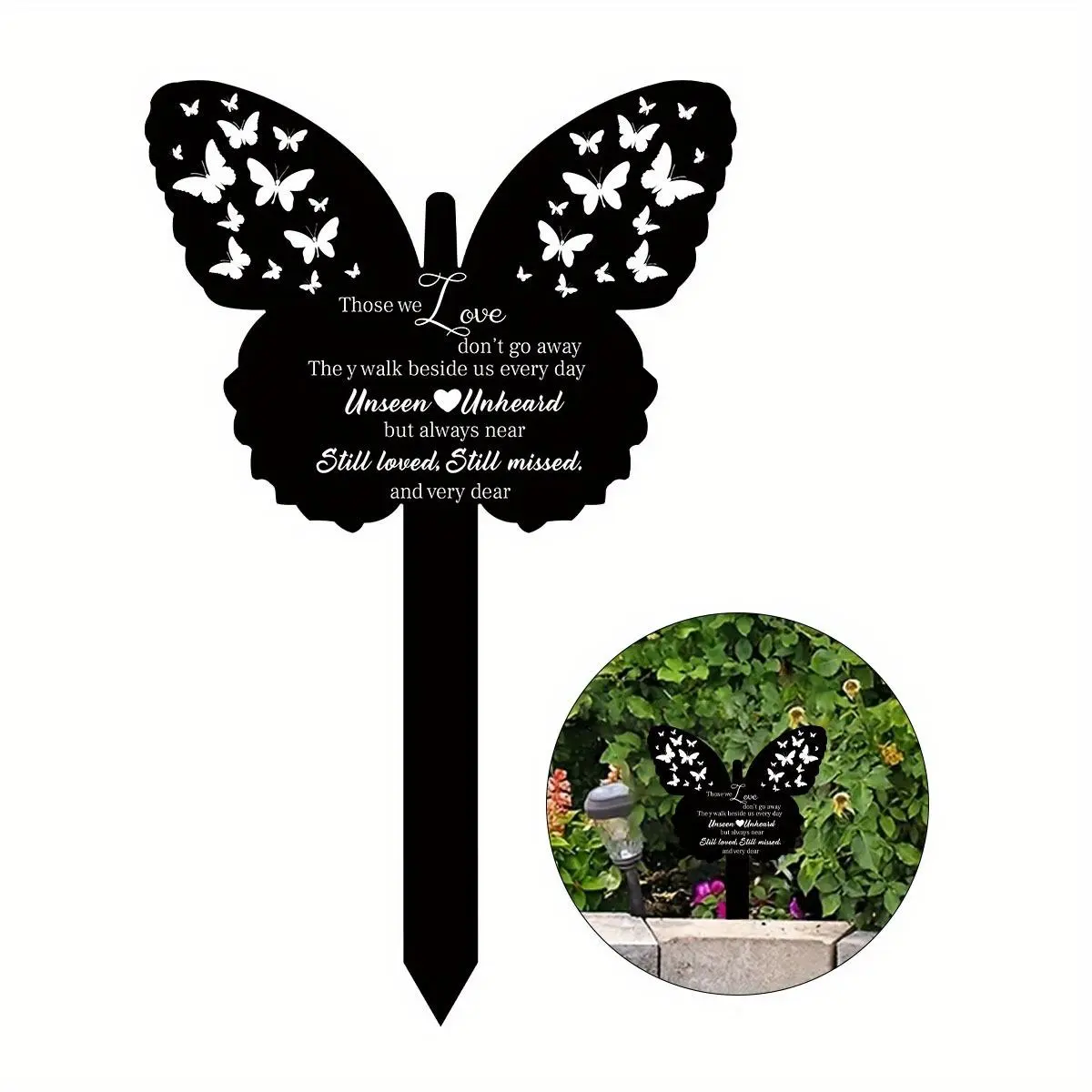 Butterfly Design Memorial Plaque Stake, 1 Count Waterproof Acrylic Condolence Headstone, Suitable for Cemetery Memorial Garden Stake