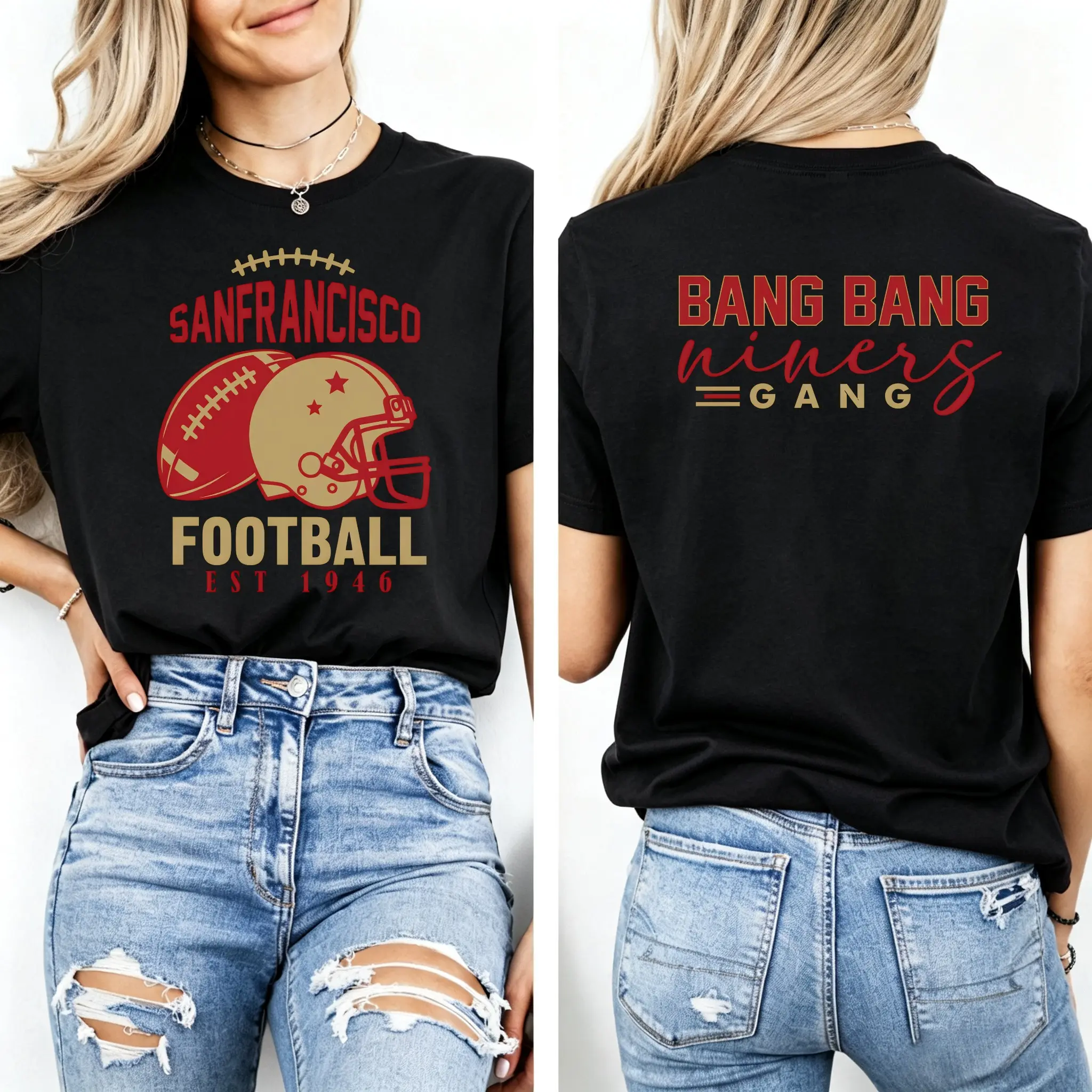 Bang Bang Sweatshirt, San Francisco Football Sweatshirt, Front Back San Francisco Football Hoodie, Game Day Fan Shirt