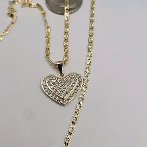 clear heart chain gold-plated love style clear stone's