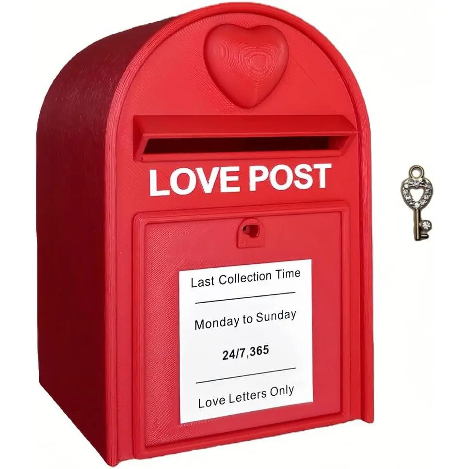 Red Lockable Mailbox & Mini Love Letter With Envelope, Sports-Outdoor Accessory Bundle, Ideal Gift For Boyfriend, Girlfriend, Gifts, Mail Box, Perfect Gifts For Boyfriend Girlfriend