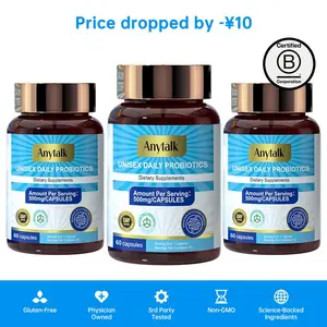 Anytalk-Probiotics for men and women 30-Day Cleanse Package, Suitable for Bloating/Constipation, Galactooligosaccharide, Lactobacillus plantarum | Non-GMO | 60 Capsules - A Healthcare Supplement