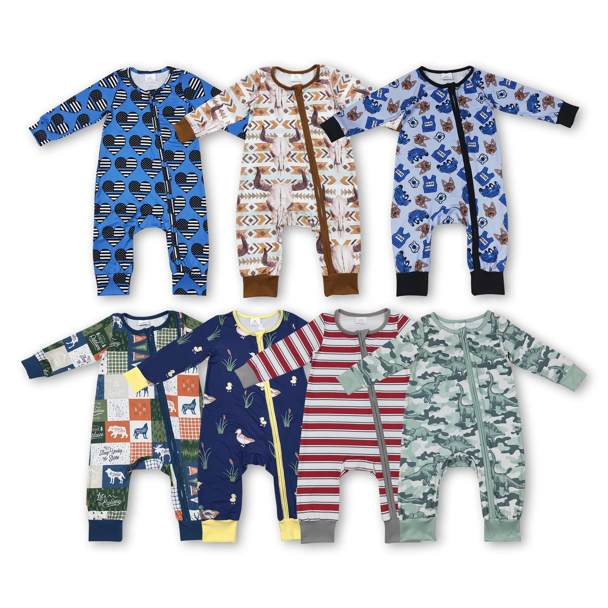 UWHB Newborn Baby Boy Zip Romper Onesie, Newborn Outfits, Infant Bodysuit with Stretchy 5% Spandex Fabric