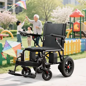 Left/Right Hand Switchable,Elderly - Suitable Foldable Electric Wheelchair, Designed for Adult Mobility Problems, 24V Lead - Acid Battery,  Secure Slope Use, 12 - Inch All - Terrain Pneumatic Tires, 15miles Range for Daily Trips​