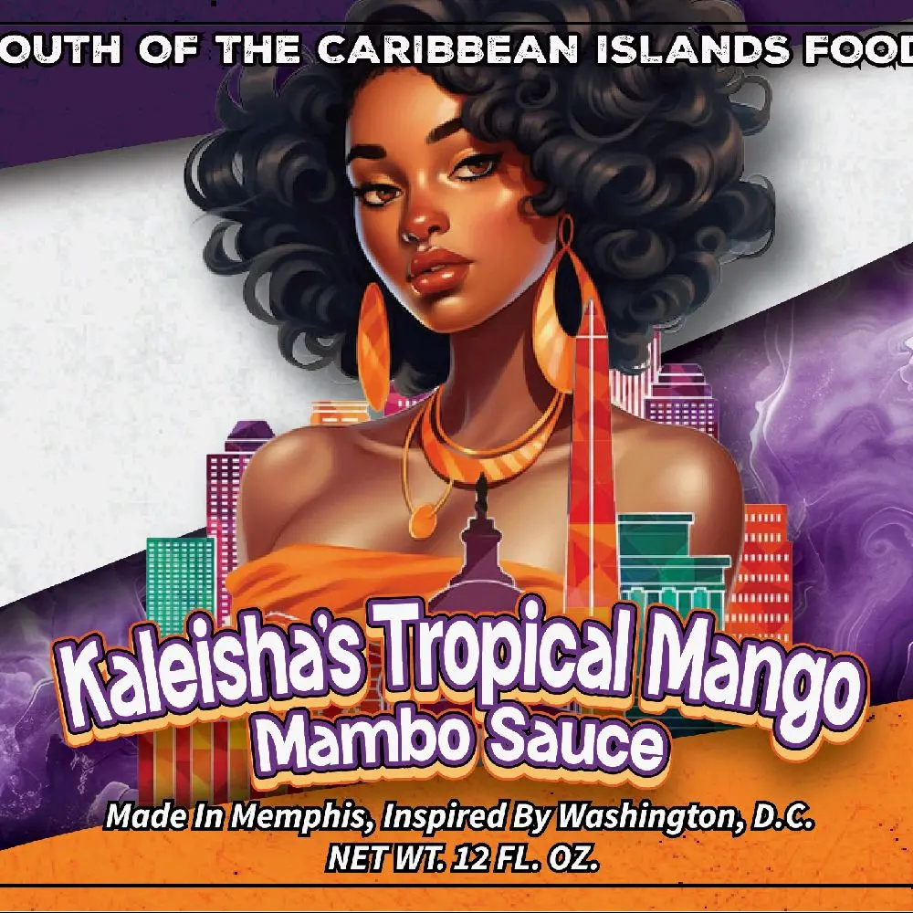 Kaleisha's Tropical Mango Mambo Sauce - South Caribbean Cuisine Inspired by D.C. Street Cart 12 FL. Oz. Memphis Made Bold Fusion Flavor