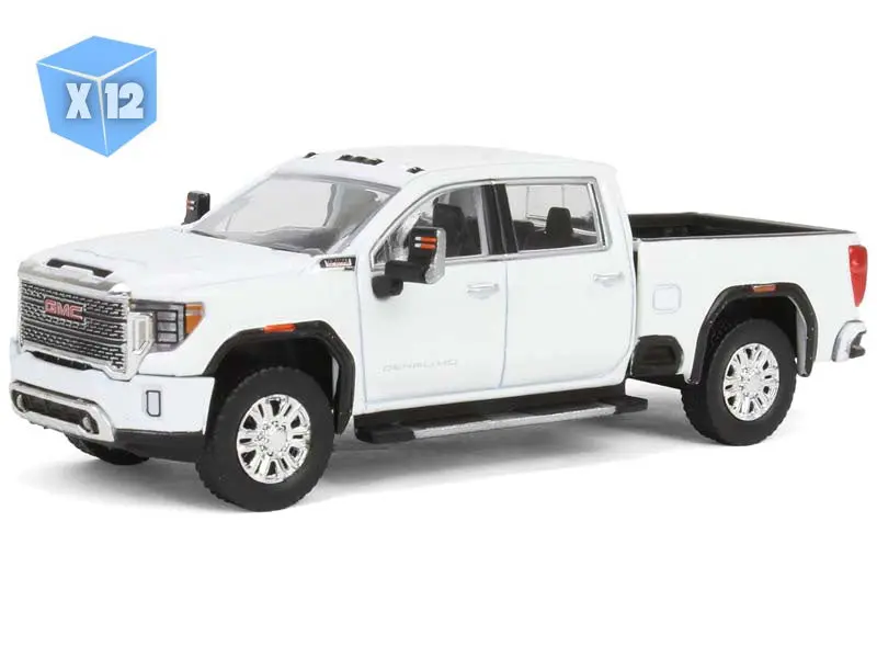 12 PACK 2022 GMC Sierra 2500 Denali - Summit White (2nd Edition) Diecast 1:64 Scale Model - Karson Diecast Co. 51703B