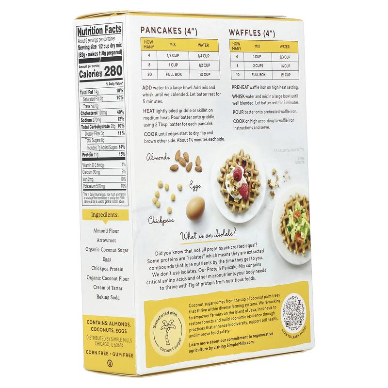 Simple Mills Protein Almond Flour Pancake Mix, Original, 10.4 oz (295 g)