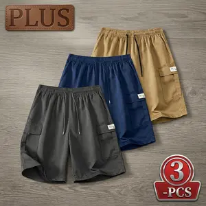 Three-piece set — women’s plus-size loose casual fashion drawstring shorts: summer beach shorts with slight stretch and multiple pockets, suitable for everyday wear and work. Plus Size Women's Clothing — New for Summer 2026