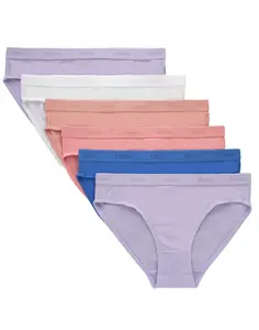 Hanes Originals SuperSoft Girls Underwear Bikinis, 6-Pack, Moisture-Wicking Assorted