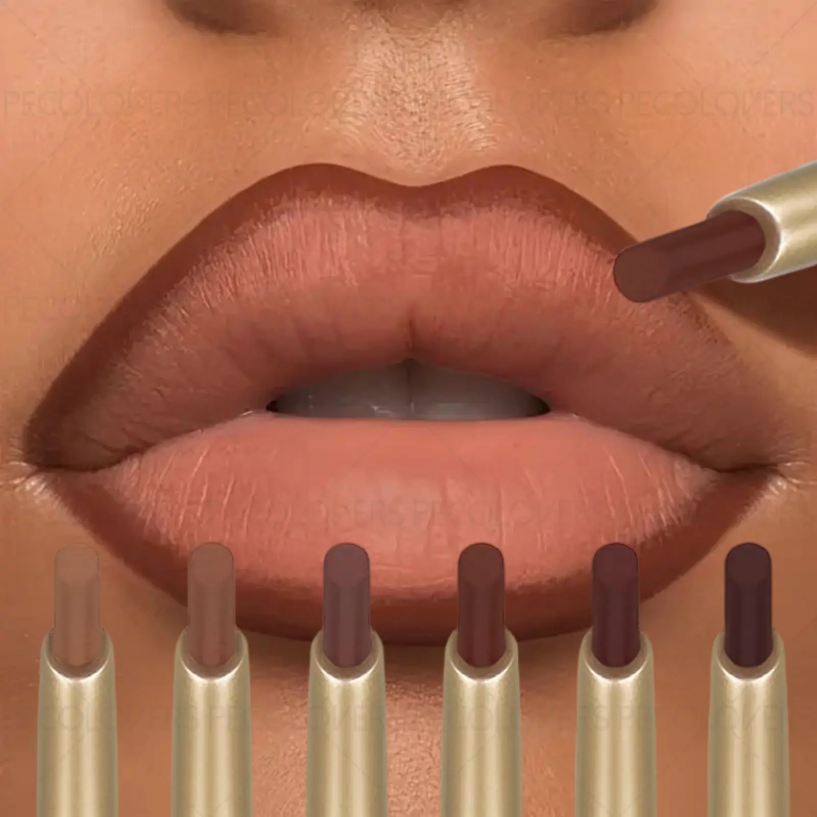 6pcs/set 2-in-1 Brown Matte Lip Liner Pencil, Lipliner, Precise Application, Three-dimensional Lip Contour, Multi-functional, Moisturizing and Non-drying, Perfect Holiday Gift for Girls