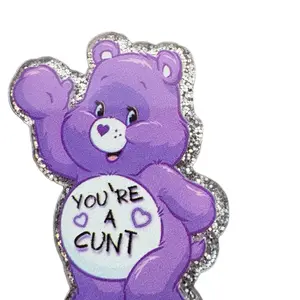 Swear Bear Magnets with Different Sayings - Purple Bear Design, Unique Decorative Accessory