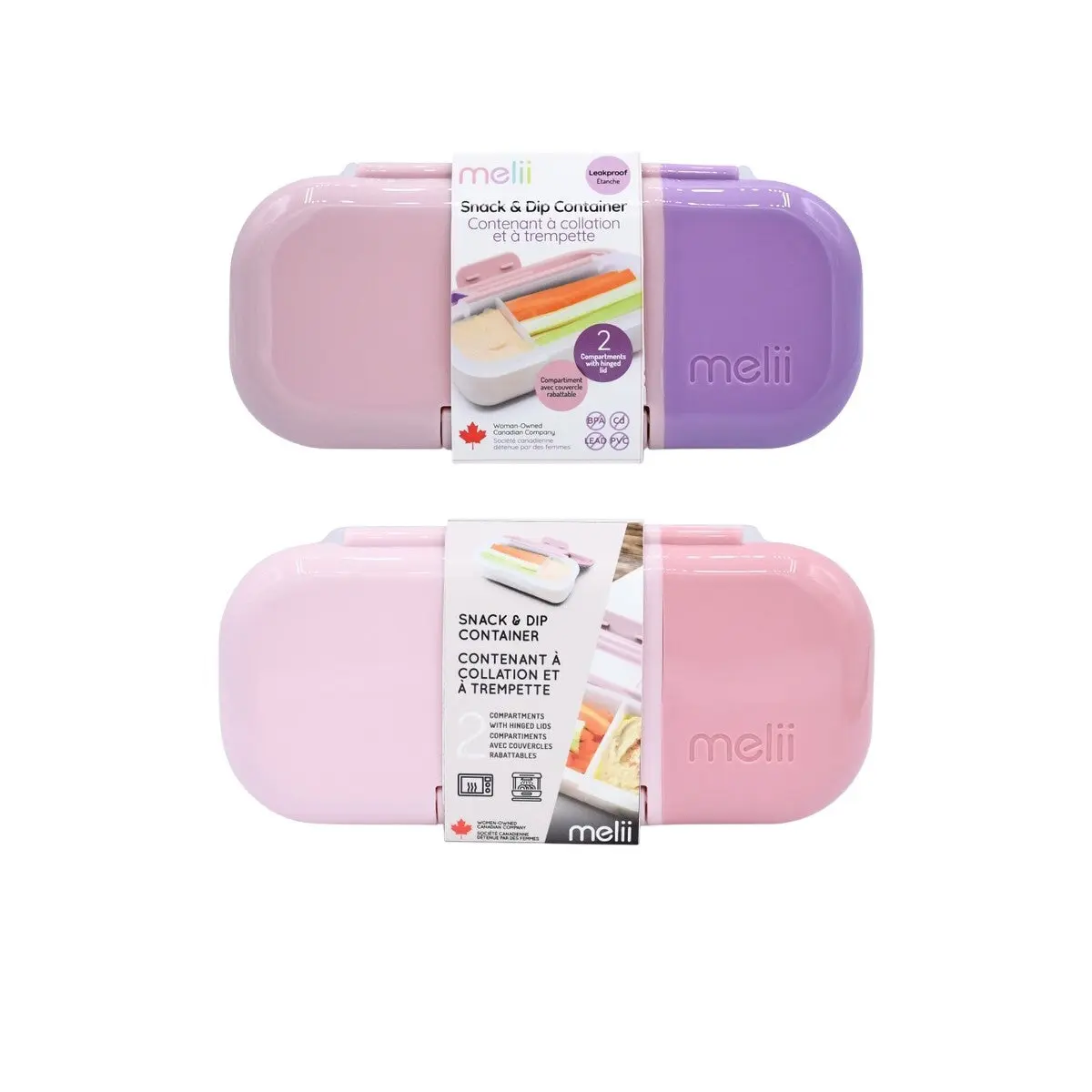 Melii 2-Pack Snack & Dip Containers | Berry/Blush & Blush/Wisteria