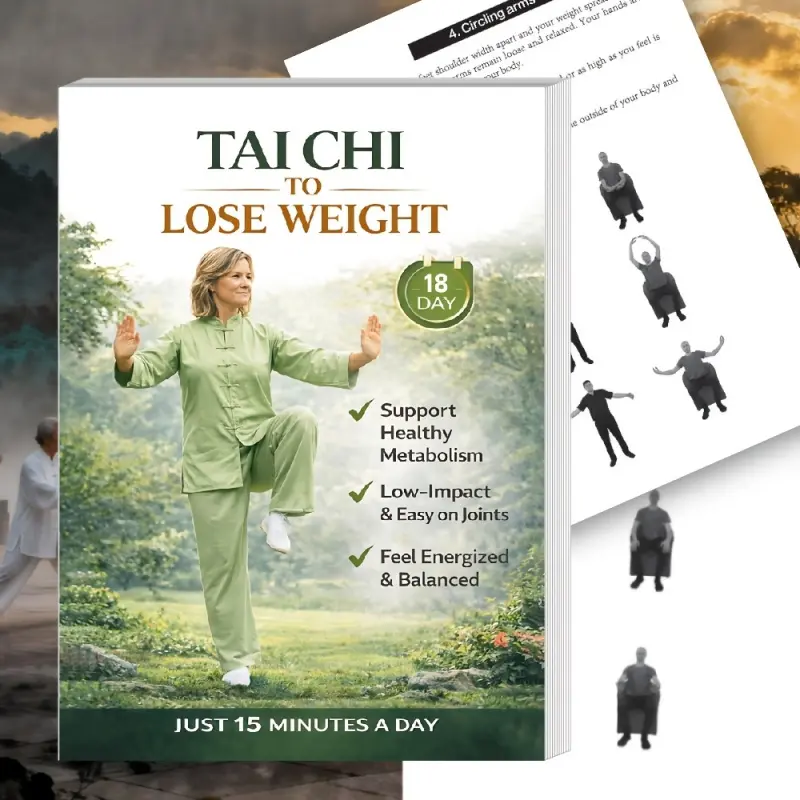 15-Minute Daily Gentle Tai Chi Weight Loss Plan Book - A Healthy low-intensity Tai Chi fat-burning method suitable for middle-aged and elderly people, helps with balance, fat burning, enhancing physical fitness and daily energy
