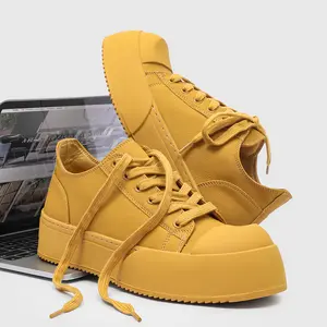Men's Caramel Yellow Chunky Contemporary Cuban-Style Easy Sports-Inspired Casual Trainers - Leg-Lengthening Cleanfit Mature Footwear for Early Spring Runners, Chunky Casual Trainers