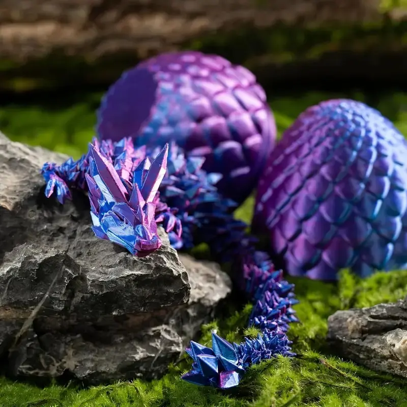 3D Printed Articulating Dragon with Egg – Unique Desktop Decor, Fidget Toy & Gift for Home or Office Decoration desk figure