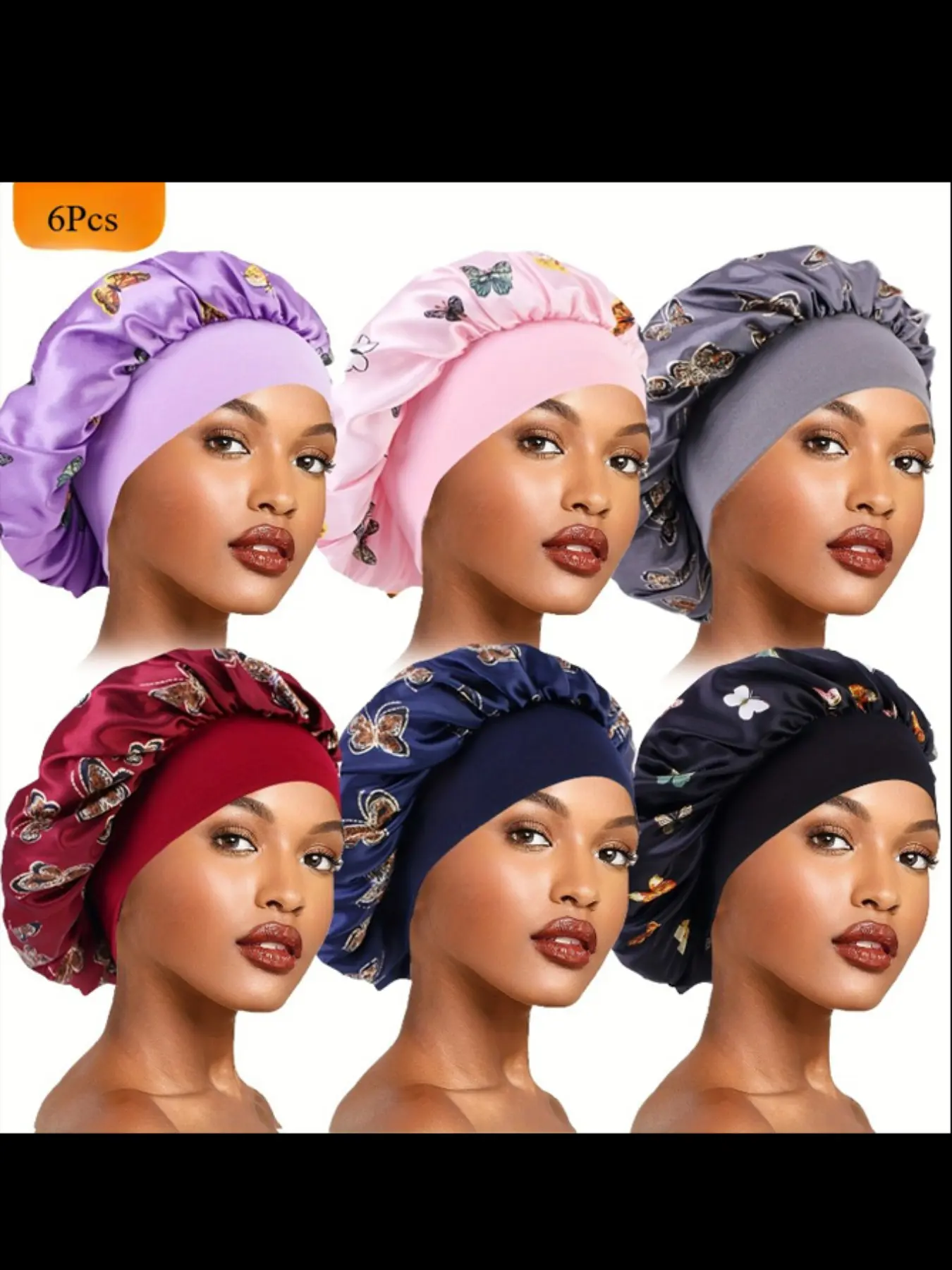 6 Pairs Women's Rose Butterfly Print Sleep Caps, Hair Cap for Sleep, Ultra-Soft Design, Breathable Comfort, Ideal for Home Use, Perfect Gift Choice
