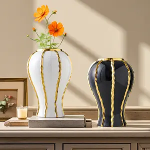 European Simple Creative Ceramic Flower Vase, Modern Ceramic Vase, Home Living Room Bedroom Desktop Decoration, Office Desk Table Ornament, Clay Pot Plant Holder